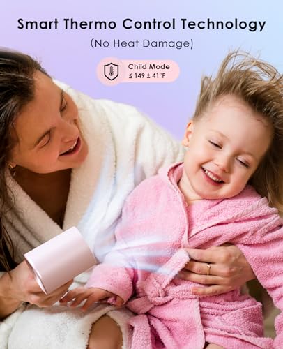 OSOU Pink Hair Dryer with Diffuser for Curly Hair, Ionic, Fast Drying, Lightweight Travel Blow Dryer