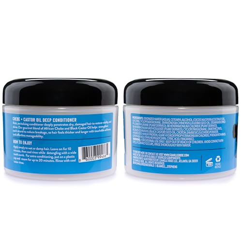Camille Rose Deep Conditioner Set - Black Castor Oil & Chebe for Curly Hair 8 Oz x 2