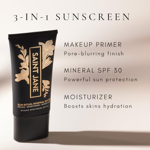 SAINT JANE - Luxury Sun Ritual - Pore Smoothing SPF 30 Mineral Sunscreen | Luxury, Floral-Infused, Clean Skincare (1.7 oz | 50 ml)