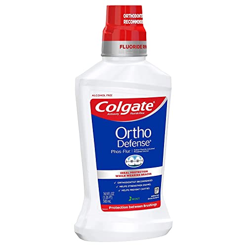Colgate Phos-Flur Ortho Defense Anti-Cavity Fluoride Rinse, Mint – 16.9 oz (Pack of 2)