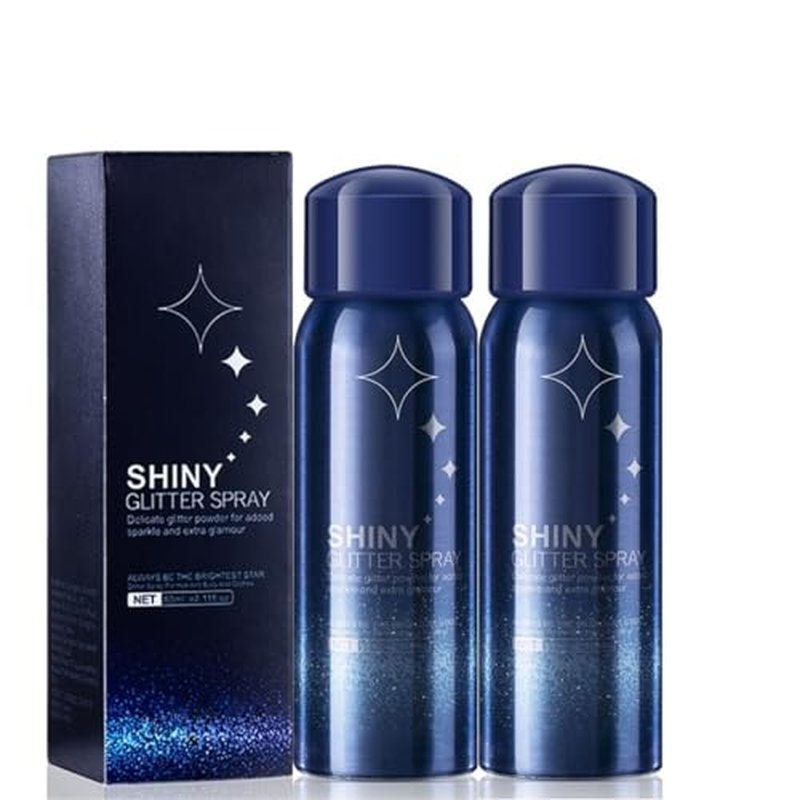 2 Pcs Body Glitter Spray, Perfect Body Shimmer Glitter Spray for Music Festival Stage Makeup and Festival Rave Hair and Face Glitter Highlighter Makeup.