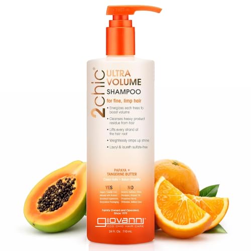 GIOVANNI 2chic Ultra-Volume Shampoo with Papaya – 24 Fl Oz, Color Safe & Vegan