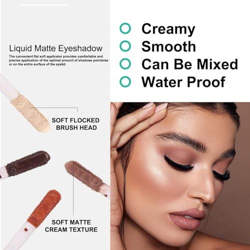 MAEPEOR Matte Liquid Eyeshadow 8 Colors Naked Smooth Creamy Eyeshadow Long Lasting and Waterproof Lightweight Cream Eye Shadow (P03 Oak)