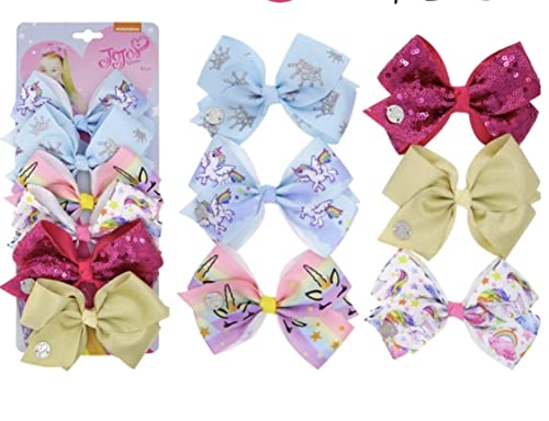 JoJo Siwa 12pcs Girl Hair Bows Clips Set - 5 Inch Alligator Barrettes for Toddlers & Kids