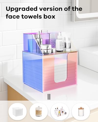 Rainbow Acrylic Face Towel Holder with Dual-Layer Design - Bathroom & Vanity Organizer
