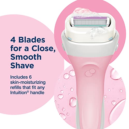 Schick Intuition Refill, Advanced Moisture Razors for Women | Intuition Razor Blades Refill with Organic Shea Butter, 6 Count (Pack of 1)