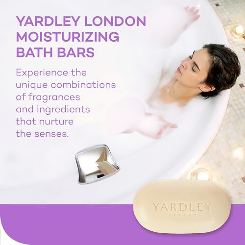 Yardley London Nourishing Bath Soap Bar English Lavender, Calms & Soothes with Pure Lavender Extracts & Essential Oils 4.0 oz Bath Bar, 2 Soap Bars (Pack of 2)