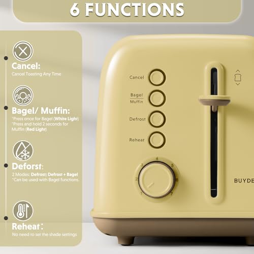 2-Slice Toaster with Wide Slots and 7 Shade Settings - Mellow Yellow