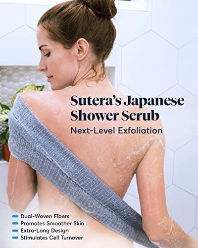 SUTERA 47-Inch Exfoliating Shower Towel for Back & Body Scrubbing