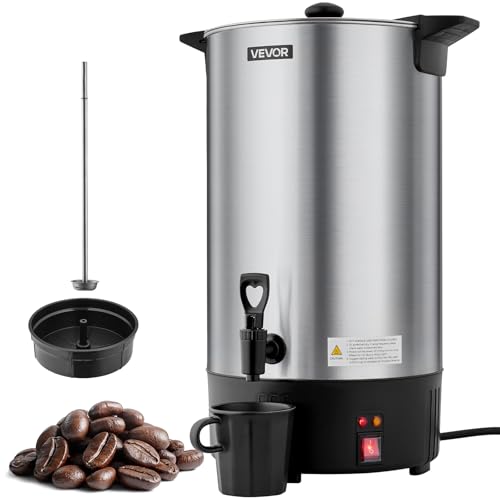 Commercial Coffee Urn 100 Cups 15L Hot Beverage Dispenser with Dripless Faucet - Stainless Steel