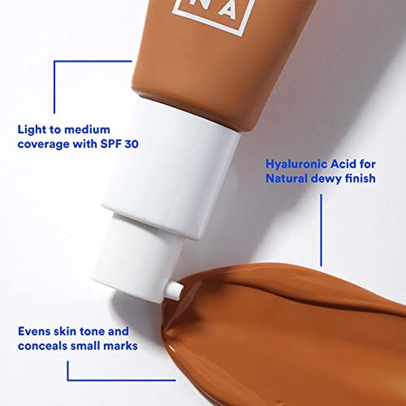 3INA The Tinted Moisturizer SPF 30 ? Tinted Face Moisturizer for Women with Hyaluronic Acid ? Light to Medium Coverage Foundation ? 617 ? 1.01 oz