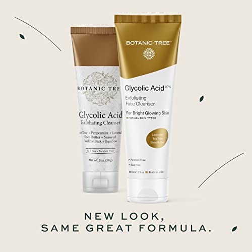 Botanic Tree Glycolic Acid Face Wash Travel Size 3 Pack - Exfoliating Cleanser with 10% Glycolic Acid