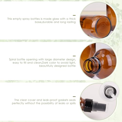 4oz Amber Glass Spray Bottles Set of 24 - Refillable Mist Sprayers for Essential Oils, Perfume, Body & Room Sprays - Variation of THIS listing