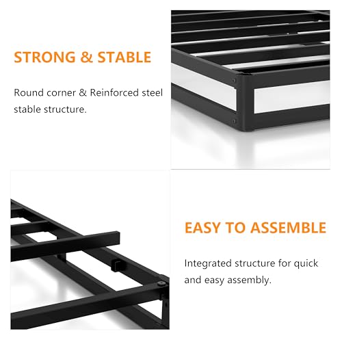 Snaye Low Profile Queen Box Spring 4 Inch Heavy Duty Metal Bed Base, Noise-Free, Easy Assembly