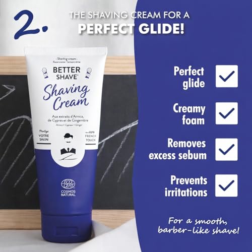 French Men's Shaving Gift Set with Razor Brush & Premium Grooming Products