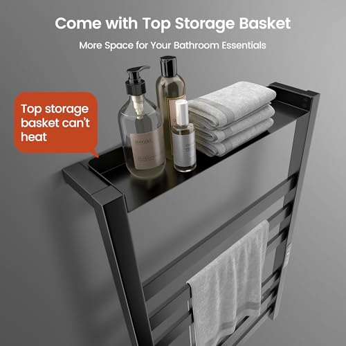 Colliford 31.5 Inch Stainless Steel Towel Warmer Rack with 6 Bars, Wall-Mounted Spa & Bathroom Heating