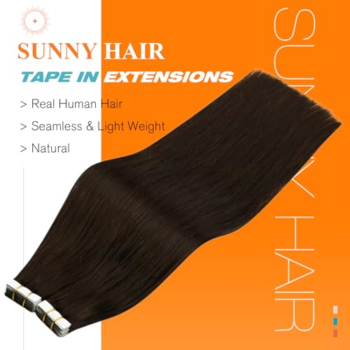 Sunny Hair Tape-In Extensions - Remy Human Hair, Brunette 50g (20pcs)