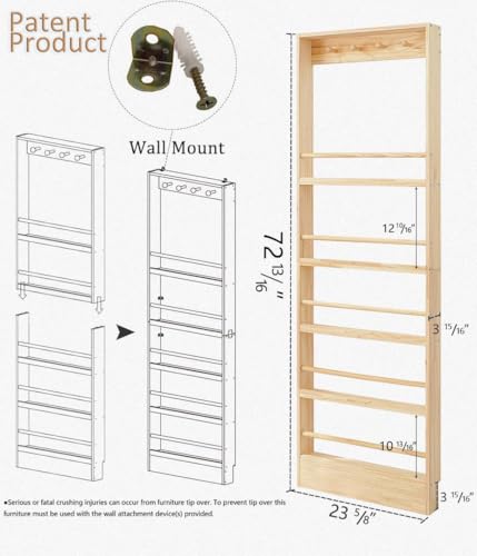 Morimoe Wooden Kids Wall-Mounted Bookshelf with 4 Hooks – Space-Saving Toy & Book Organizer