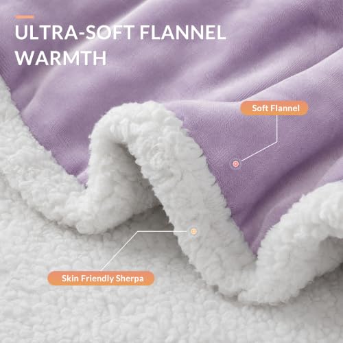 HOMLYNS Purple Wearable Heated Blanket with Foot Pocket & Sleeves, 52 x 72 inches