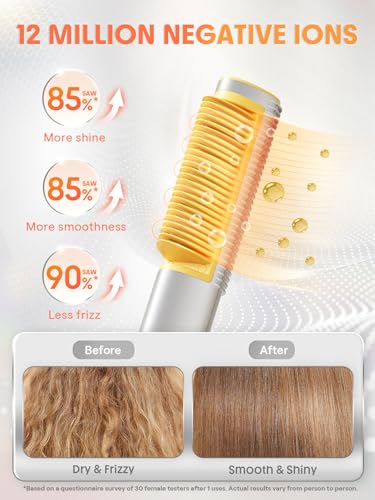 SHEGLAM 3D Ionic Hair Straightener Brush with Gold Comb, Frizz Control & Anti-Scald