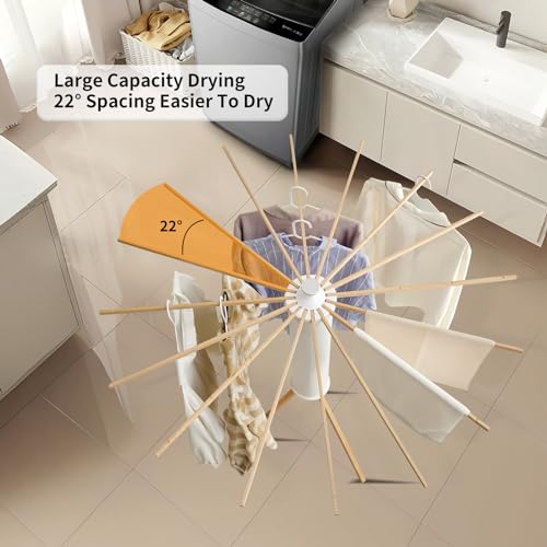 Wooden Foldable Clothes Drying Rack Tripod with 16 Rods - Standing Version