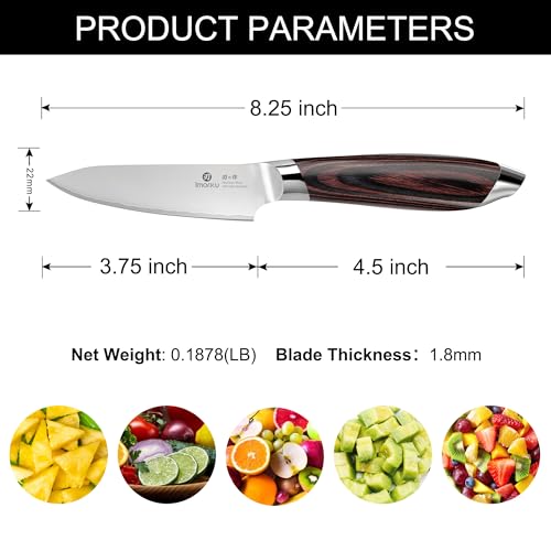 Reddish-Brown Paring Knife 3.75 Inch - Japanese High Carbon Stainless Steel