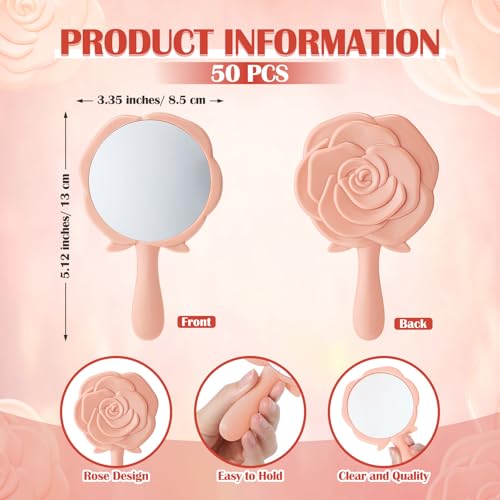 Quinceañera Party Favors Rose Compact Mirrors Gift Set 50 Pieces