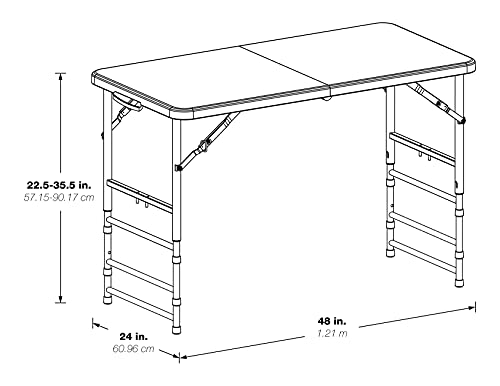 4-Foot Height Adjustable Resin Folding Table - Indoor Outdoor Utility