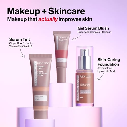 Revlon Illuminance Tinted Serum, Triple Hyaluronic Acid, Evens Out Skin Tone Over Time and Hydrates All Day, SPF 15, 213 Light Natural, 0.94 fl oz.