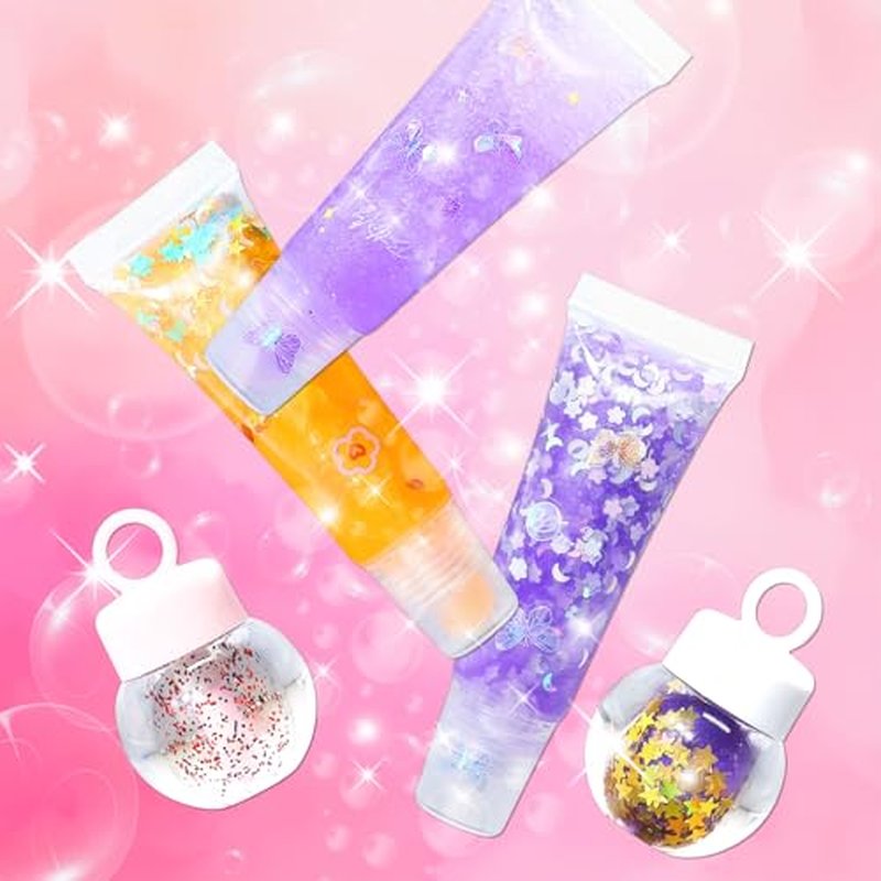 DIY Lip Gloss Making Kit 74Pcs Beginner Make Your Own Makeup Kit with Squeeze Empty Tubes,Clear Base,Pigment,Birthday, Christmas Gift for Women