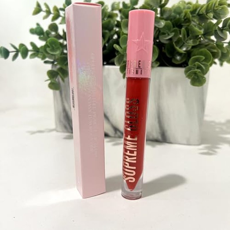 Jeffree Star Cosmetics Supreme Gloss ? Red Affair (Medium) ? Full-Pigment, High-Shine, Non-Sticky Lip Gloss with Rose Petal Applicator, Vegan & Cruelty-Free Formula