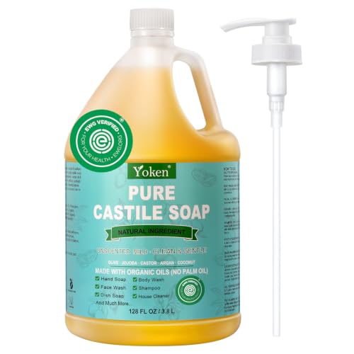 Unscented Castile Liquid Soap 128 Oz with Pump - Organic & Multi-Purpose