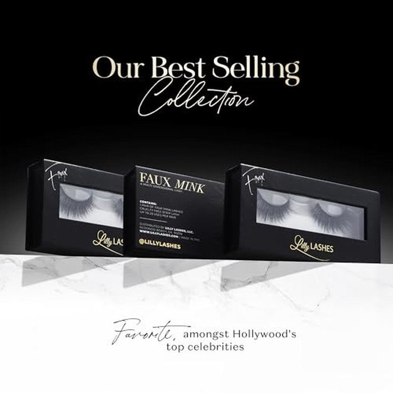 Lilly Lashes 3D Mykonos Faux Mink Strip Eyelashes, False Eyelashes Dramatic Look, Reusable False Lashes, Fake Lashes Pack, Lash Strips with Luxury Silk Like Fibers, No Lash Glue Included