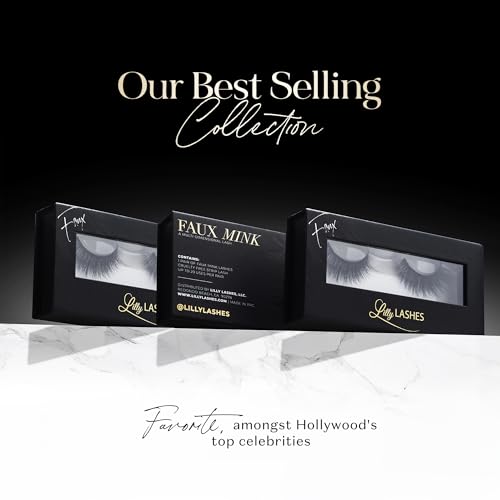 Lilly Lashes 3D Miami Faux Mink Strip Eyelashes, False Eyelashes Dramatic Look, Reusable False Lashes, Fake Lashes Pack, Lash Strips with Luxury Silk Like Fibers, No Lash Glue Included
