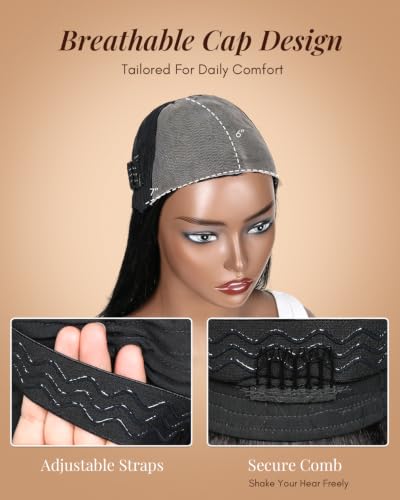 7x6 Glueless Human Hair Bob Wig - Pre-Cut Lace Closure 12 Inch - Natural Black