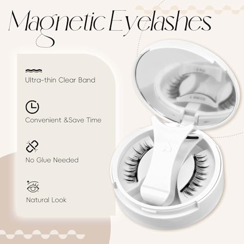 FADLASH Magnetic Eyelashes with Applicator Magnetic Lashes Reusable Natural Look Soft Magnet Eyelash Kit Easy to Wear 1 Pair (B1)