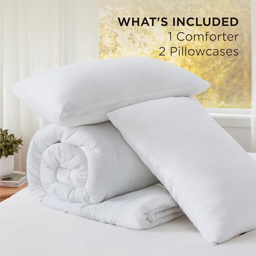Bedsure Oversized King Comforter Set 3 Pieces White 120x98 Inches – Prewashed and Soft Bedding