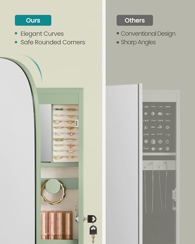 Laurel Green 42.5-Inch LED Jewelry Cabinet Mirror Wall Mount - SONGMICS