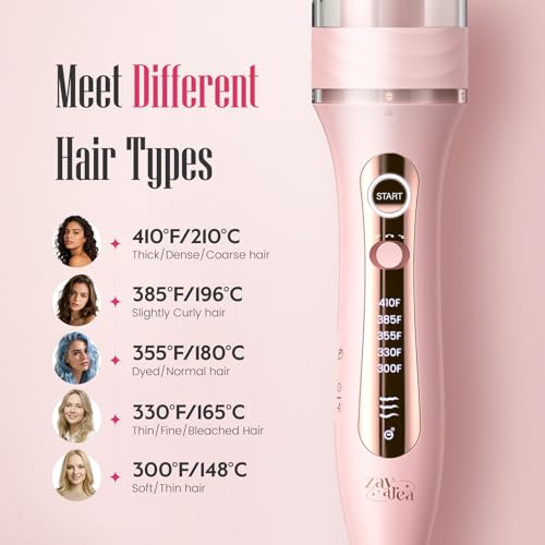 Pink Automatic Rotating Curling Iron for Long Hair - Easy Salon-Style Waves