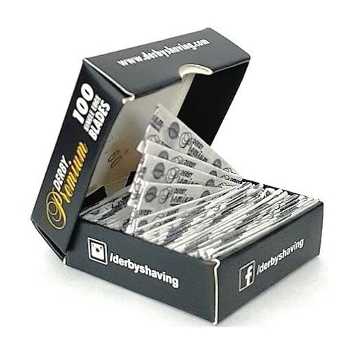 The Shave Factory Straight Edge Razor Kit - with Single Stainless Steel razors for men from (Black, Derby Premium Single Edge)