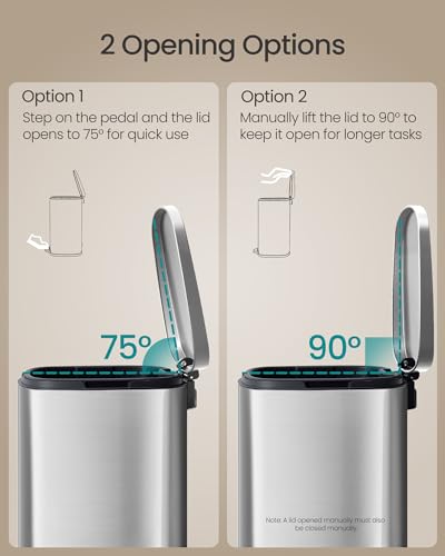20 Gallon Stainless Steel Trash Can with Step-On Pedal - Silver