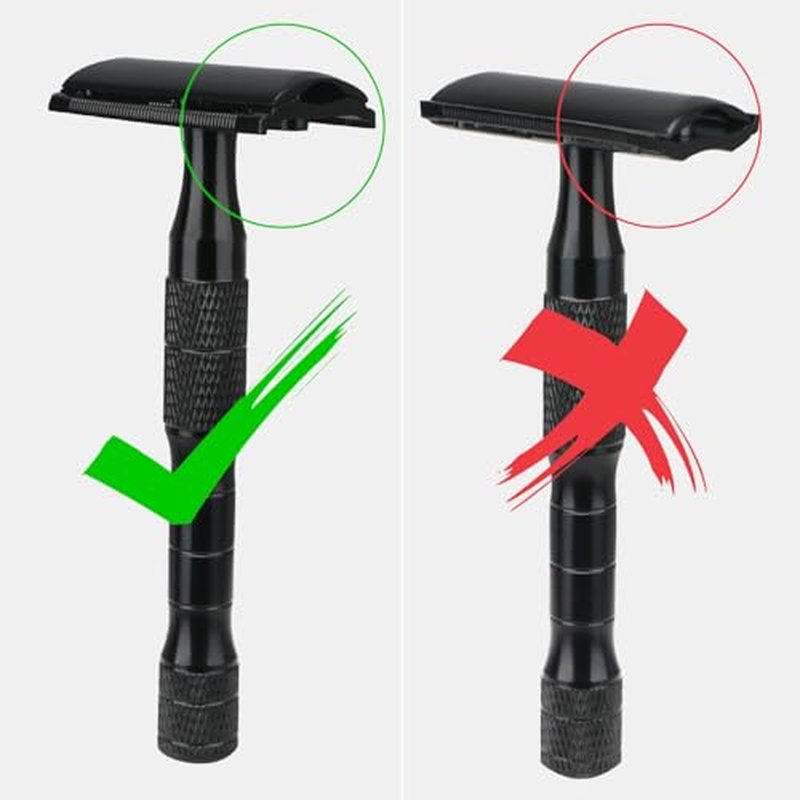 Matte Black Double Edge Safety Razor with Stand, Single Blade Razors for Men and Women, with 10 Safety Razor Blades, Smooth and Close Shave