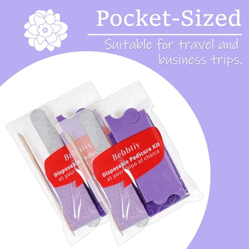 5 in 1 Disposable Pedicure Manicure Kit Set - 80/100 Grit, 50 Count, Portable & Hygienic