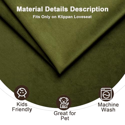Klippan Loveseat Velvet Slipcover - Green, F-Green Variation