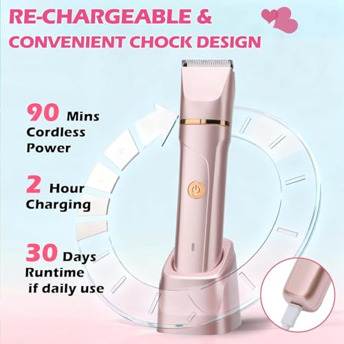 Bikini Trimmer for Women - Flawless Electric Razors for Women for Facial Hair, Pubic Hair & Legs, Waterproof Electric Shaver with Ceramic Blades, Travel-Friendly Perfect Gromming Gift for Her