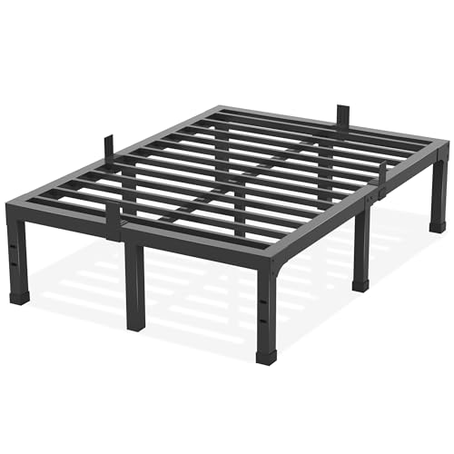 Queen Size 14-Inch Heavy Duty Metal Bed Frame - Noise-Free Steel Platform with Slat Support, Easy Assembly