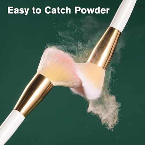 10-Piece Makeup Brush Set with Flat Foundation Brush - Synthetic, Travel-Friendly