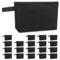 Koolmox 20 Pack Large Canvas Pouches 12oz - Black L 12.2x7.4x2.7'' Flat Bottom DIY Cosmetic Bags