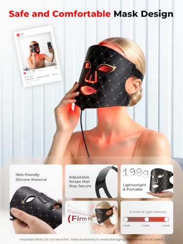 Red Light Therapy Mask for Face - 850nm NIR, 630nm Red & Blue Light - Purple Variation
