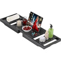 Bathtub Tray Caddy,Premium Bamboo Expandable Bath Tub Trays Table, Foldable Bathroom Accessories,Great House Warming, Anniversary and Birthday Gifts,Black